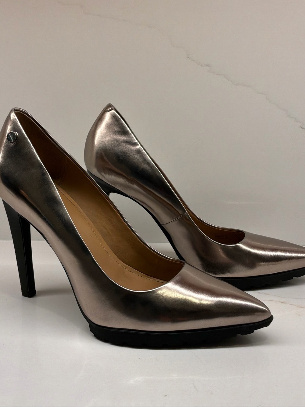 Women's Calvin Klein Metallic Pointed-Toe High Heels Brigette